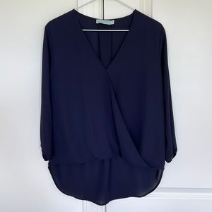 Veronica M Faux Wrap high low 3/4 Sleeve Top